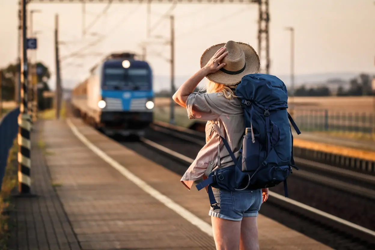 Fille sur le quai pour des vacances de dernière minute