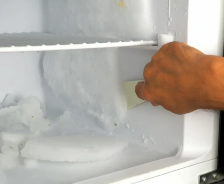 Feuille d'aluminium appliquée sur paroi de congélateur pour limiter le givre