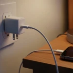 Chargeur de téléphone branché à une prise murale sans appareil connecté