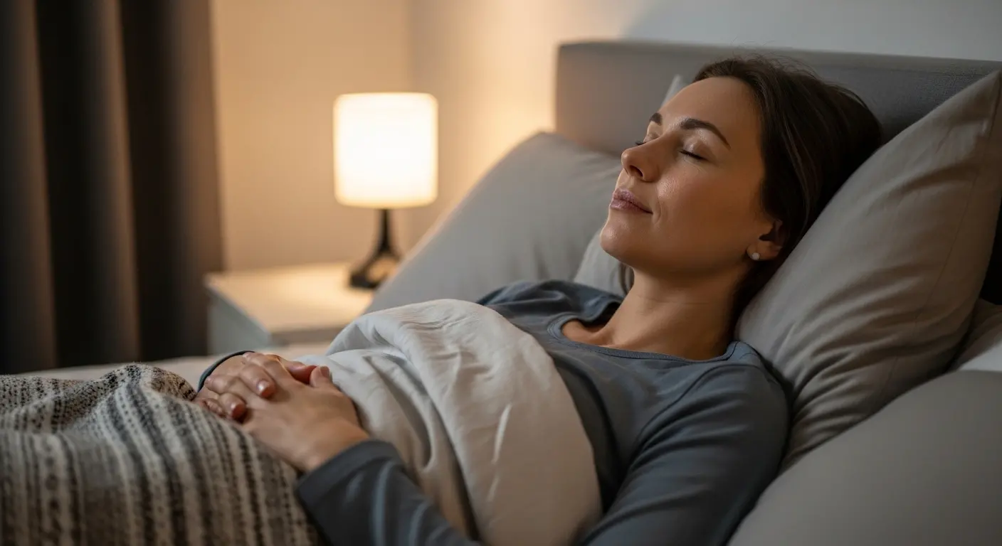 Femme pratiquant une technique de méditation pour dormir dans son lit