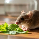 Souris dans une maison avec feuilles de menthe répulsif naturel