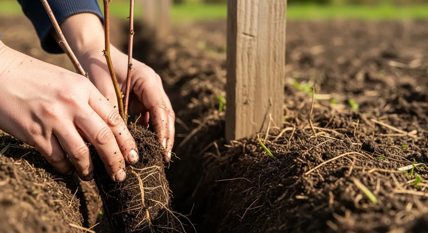Planter un framboisier en automne, racines nues, tranchée compost